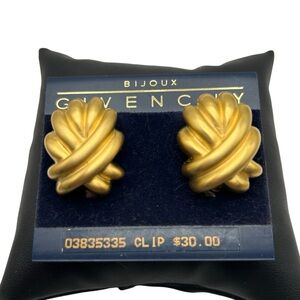 Stunning 1980’s Signed Givenchy Matte Gold Clip Earrings